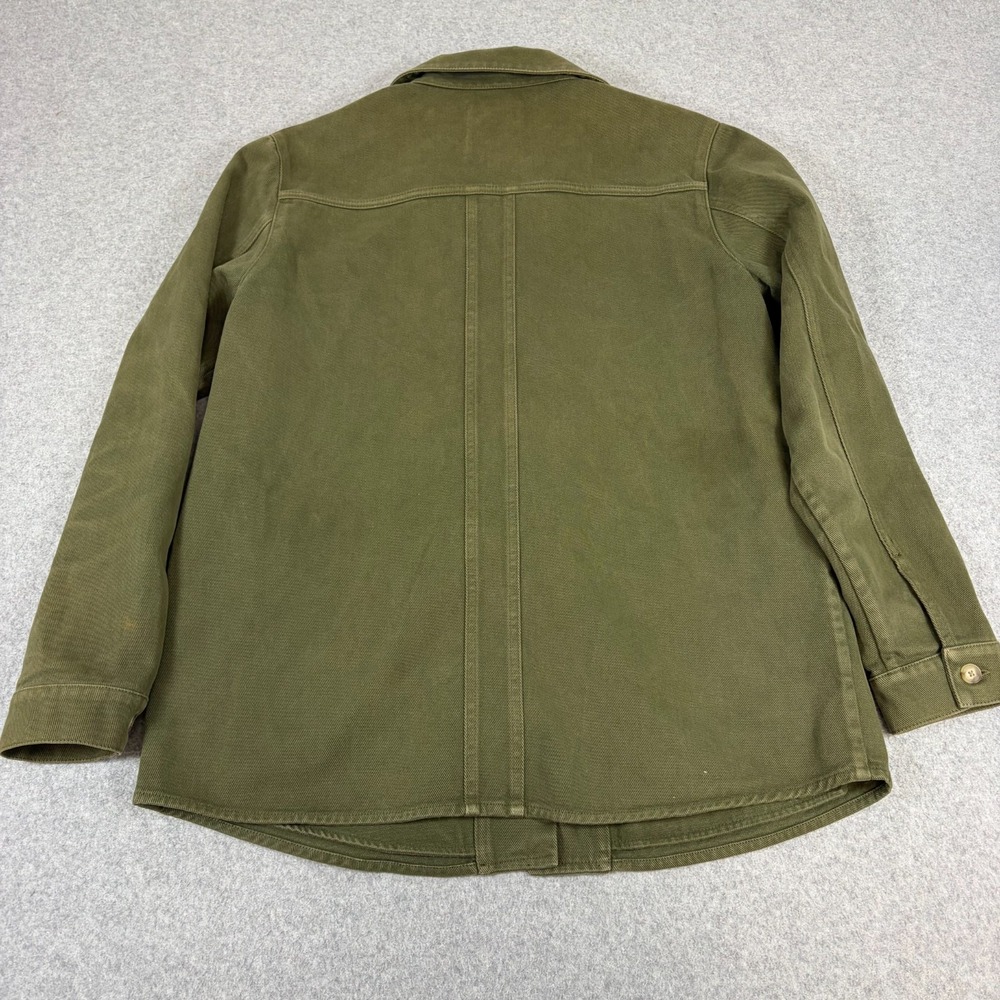 Sezane Will Jacket Womens Medium Green Suede Olive Button Pockets - Picture 7 of 7